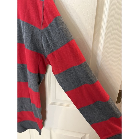 Old Navy Men's Sweater Rugby Striped Crew Neck XL Preppy Red Grey - Picture 3 of 8